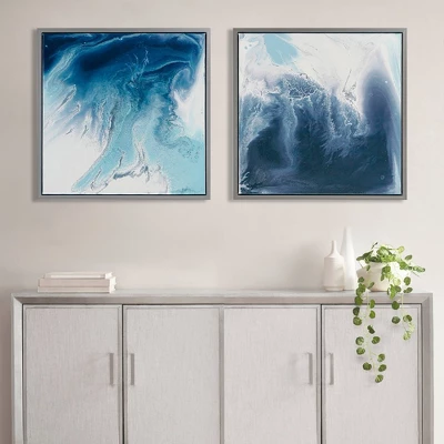 (Set Of 2) 25.5" Square Lagoon Gel Coat Framed Canvas Decorative Wall Art Set Blue 9 (Set Of 2) 25.5" Square Lagoon Gel Coat Framed Canvas Decorative Wall Art Set Blue - Image 7