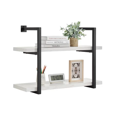 31.5" X 22.5" Modern 2 Tier Hanging Bracket Wall Shelve White Birch - Danya B. 15 31.5" X 22.5" Modern 2 Tier Hanging Bracket Wall Shelve White Birch - Danya B. - Image 13