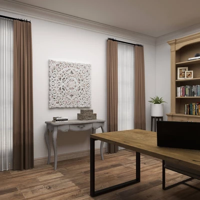 Wood Floral Handmade Intricately Carved Wall Decor With Mandala Design Gray - Olivia & May 9 Wood Floral Handmade Intricately Carved Wall Decor With Mandala Design Gray - Olivia & May - Image 7