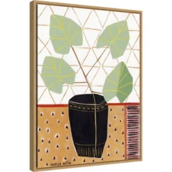 18" X 24" Gold Tablecloth 5 By Marisa Anon Framed Canvas Wall Art - Amanti Art