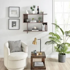 35.4" X 32" Manasa Floating Geometric Kilter 2 Tier Wall Shelf - Danya B. 20 35.4" X 32" Manasa Floating Geometric Kilter 2 Tier Wall Shelf - Danya B. -Safavieh Store GUEST 07493feb e027 45f5 8056 6cb3e98b99c9