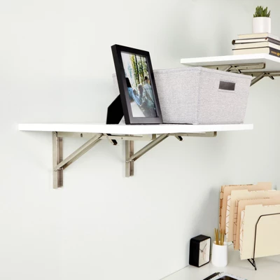 Built Industrial 2 Pack Folding L Wall Shelf Bracket, 14 Inch Collapsible Hardware With Locking Hinge For Garage Shelves, Holds 140lbs 6 Built Industrial 2 Pack Folding L Wall Shelf Bracket, 14 Inch Collapsible Hardware With Locking Hinge For Garage Shelves, Holds 140lbs - Image 4