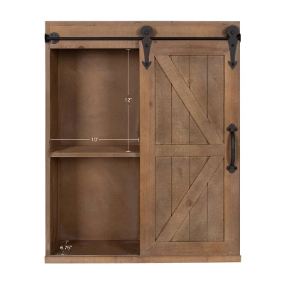 Decorative Wall Storage Cabinet With Sliding Barn Door Rustic Brown - Kate & Laurel All Things Decor 4 Decorative Wall Storage Cabinet With Sliding Barn Door Rustic Brown - Kate & Laurel All Things Decor - Image 2