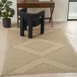 Nourison Washable Jute Non-Slip Modern Geometric Fringe Indoor Rug