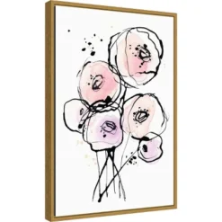 16" X 23" Pink Mod 2 By Lesia Binkin Framed Canvas Wall Art - Amanti Art