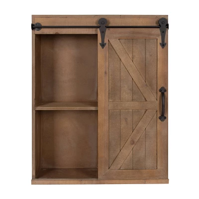 Decorative Wall Storage Cabinet With Sliding Barn Door Rustic Brown - Kate & Laurel All Things Decor 7 Decorative Wall Storage Cabinet With Sliding Barn Door Rustic Brown - Kate & Laurel All Things Decor - Image 5