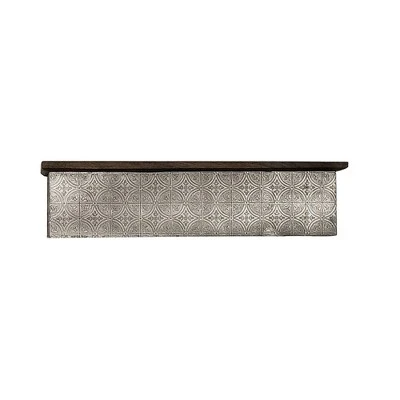 Solid Wood Wall Ledge Shelf With Embossed Metal Details Decorative Metal - InPlace 7 Solid Wood Wall Ledge Shelf With Embossed Metal Details Decorative Metal - InPlace - Image 5
