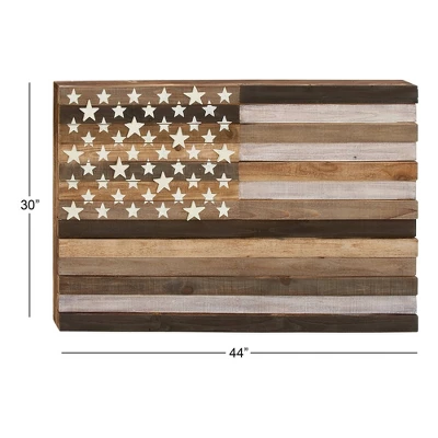 Wood American Flag Handmade Wall Decor Dark Brown - Olivia & May 21 Wood American Flag Handmade Wall Decor Dark Brown - Olivia & May - Image 19