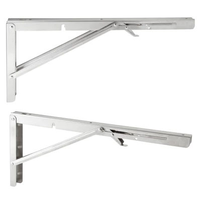 Built Industrial 2 Pack Folding L Wall Shelf Bracket, 16 Inch Collapsible Hardware With Locking Hinge For Garage Shelves, Holds 160lbs 7 Built Industrial 2 Pack Folding L Wall Shelf Bracket, 16 Inch Collapsible Hardware With Locking Hinge For Garage Shelves, Holds 160lbs - Image 5