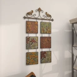 Metal Floral 6 Suspended Panels Wall Decor With Embossed Details - Olivia & May -Safavieh Store GUEST 0f9023da 5f9e 496a b344 db3f079bd0e7