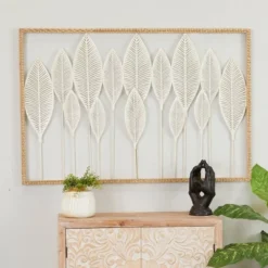 Metal Leaf Tall Cut-Out Wall Decor With Intricate Laser Cut Designs White - Olivia & May -Safavieh Store GUEST 10731467 cbd7 4883 93e9 310a4408ac43