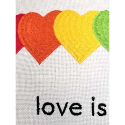 12"x12" 'Love Is Love Hearts' Embroidered Pride Square Throw Pillow Rainbow/Cream - Edie@Home 3 12"x12" 'Love Is Love Hearts' Embroidered Pride Square Throw Pillow Rainbow/Cream - Edie@Home