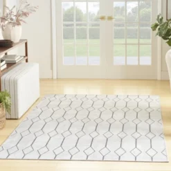 Nicole Curtis Machine Washable Series 1 Modern Trellis Indoor Rug