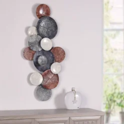 Metal Nobu Hanging Assorted Hammered Circles Unframed Wall Canvas Brown/White/Black - StyleCraft -Safavieh Store GUEST 14978d56 346c 4ad1 b707 71ddd1a274e4