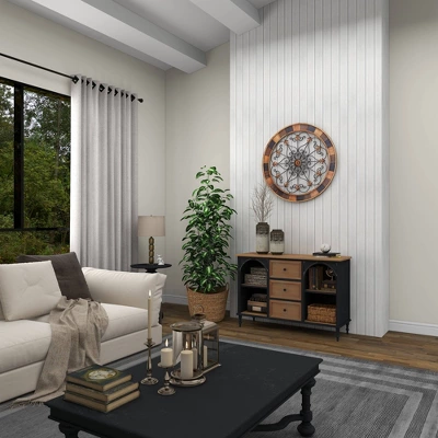 Wood Scroll Arabesque Wall Decor With Metal Fleur De Lis Relief Brown - Olivia & May 16 Wood Scroll Arabesque Wall Decor With Metal Fleur De Lis Relief Brown - Olivia & May - Image 14