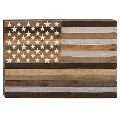 Wood American Flag Handmade Wall Decor Dark Brown - Olivia & May 18 Wood American Flag Handmade Wall Decor Dark Brown - Olivia & May - Image 16