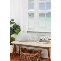 C&F Home 18" X 9" Seafoam Blue Coral Oblong Embellished Throw Pillow -Safavieh Store GUEST 15fa4c04 4282 4086 af5e a3e00675aff0