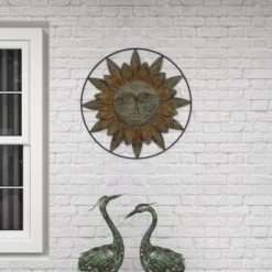 Metal Sunburst Indoor Outdoor Wall Decor With Distressed Copper Like Finish Brown - Olivia & May -Safavieh Store GUEST 1707ffe5 d35b 403c 9fe0 bbb4415d4338