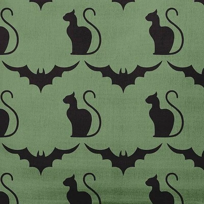 16"x16" Cats And Bats Print Square Throw Pillow Sage Green - E By Design 3 16"x16" Cats And Bats Print Square Throw Pillow Sage Green - E By Design