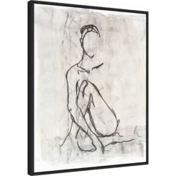 23" X 28" Embellished Contour Sketch II By Ethan Harper Framed Canvas Wall Art Print - Amanti Art