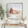 Canvas Landscape Barn Framed Wall Art With Silver Frame Multi Colored - Olivia & May