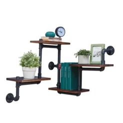 44.5" X 27.6" Tiered Horizontal Industrial Pipe Wall Shelf Brown/Black - Danya B. -Safavieh Store GUEST 1f15fc8c e195 4230 806c 295a0b062846