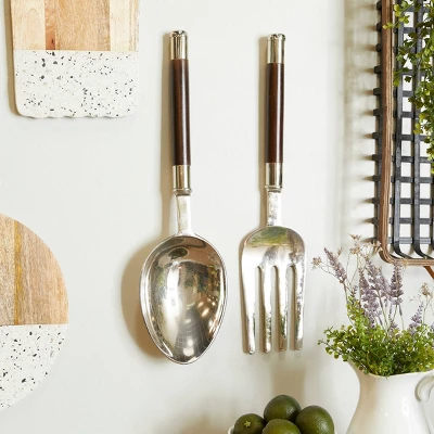 Set Of 2 Aluminum Metal Utensils Spoon And Fork Wall Decors - Olivia & May 9 Set Of 2 Aluminum Metal Utensils Spoon And Fork Wall Decors - Olivia & May - Image 7