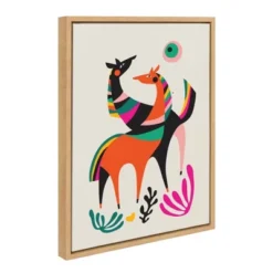 18" X 24" Sylvie Dancing Horses Framed Canvas Wall Art By Rachel Lee Natural - Kate And Laurel