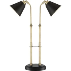 Possini Euro Design Sentry Modern Mid Century Desk Lamp 23" High Black Brass With USB Charging Port LED Adjustable Cone Shade For Bedroom Living Room -Safavieh Store GUEST 23a902e2 1768 4a21 b4e8 f727be00628c