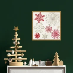 16" X 16" Merry Christmas Sparkles Snowflakes By PI Studio Framed Canvas Wall Art - Amanti Art -Safavieh Store GUEST 290c7cc7 df11 4c60 b631 19e2caab7392