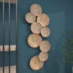 Metal Plate Wall Decor With Embossed Design Gold - Olivia & May -Safavieh Store GUEST 2a686d42 e50e 43e0 a9ae a6a1aa4f3d85