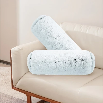 Cheer Collection Set Of 2 Shaggy Long Hair Bolster Pillows (8" X 24") 8 Cheer Collection Set Of 2 Shaggy Long Hair Bolster Pillows (8" X 24") - Image 6