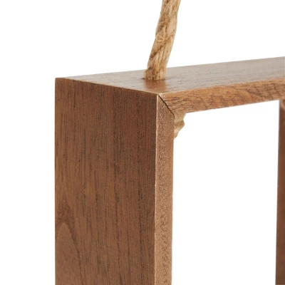 Farmlyn Creek Set Of 4 Square Wall Hanging Shelves, Rustic Wooden Cube Shelf With Rope, Brown, 4 Sizes 6 Farmlyn Creek Set Of 4 Square Wall Hanging Shelves, Rustic Wooden Cube Shelf With Rope, Brown, 4 Sizes - Image 4