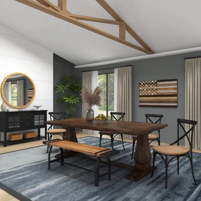 Wood American Flag Handmade Wall Decor Dark Brown - Olivia & May 8 Wood American Flag Handmade Wall Decor Dark Brown - Olivia & May - Image 6