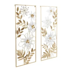 Set Of 2 Metal Floral Wall Decors With Gold Frame - Olivia & May -Safavieh Store GUEST 2f9fa651 b829 41ae 8598 c5dc356f4260