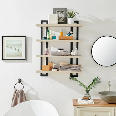 36" X 28.4" 4 Tier Floating Bracket Wall Shelf Unit - Danya B. 4 36" X 28.4" 4 Tier Floating Bracket Wall Shelf Unit - Danya B. - Image 2