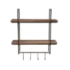 Transpac Metal 27.56 In. Brown Double Shelf With Hooks -Safavieh Store GUEST 30fe1006 9b2e 40c2 ab48 e832bedd05ba