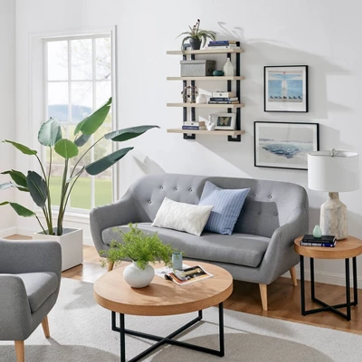 36" X 28.4" 4 Tier Floating Bracket Wall Shelf Unit - Danya B. 11 36" X 28.4" 4 Tier Floating Bracket Wall Shelf Unit - Danya B. - Image 9