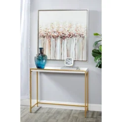 Canvas Tree Framed Wall Art With Silver Frame White - Olivia & May