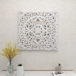 Wood Floral Handmade Intricately Carved Wall Decor With Mandala Design Gray - Olivia & May 30 Wood Floral Handmade Intricately Carved Wall Decor With Mandala Design Gray - Olivia & May -Safavieh Store GUEST 39360a51 aca4 4ffd 8f83 cefc8f596fa5