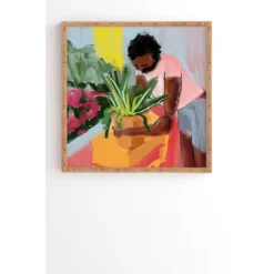 Kc Lo 'Let's Make This House A Home' Bamboo Framed Wall Canvas Pink - Deny Designs -Safavieh Store GUEST 3ad390b3 0787 408c 99ab 8c9d64b4be6f