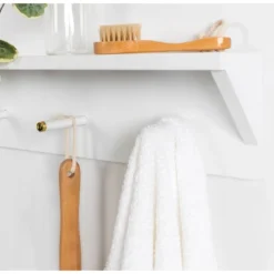 18" X 5" Adlynn Decorative Wall Shelf With Pegs White - Kate & Laurel All Things Decor -Safavieh Store GUEST 3c78f68d 631b 46b8 888d a994843d7e6d