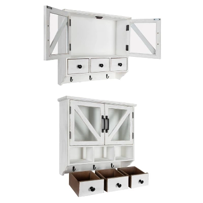 21" X 6" X 20" Hutchins Decorative Rustic Wood Wall Cabinet White - Kate & Laurel All Things Decor 4 21" X 6" X 20" Hutchins Decorative Rustic Wood Wall Cabinet White - Kate & Laurel All Things Decor - Image 2