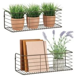 MDesign Wide Metal Wall Mount Storage Organizer Display Shelf - 2 Pack, Black -Safavieh Store GUEST 3fa9ac8b 42cd 4480 9421 ae37f4144900