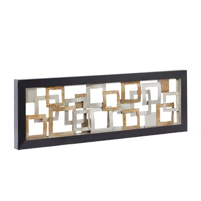 Metal Geometric Square Ribbon Wall Decor With Black Frame Gold - Olivia & May 6 Metal Geometric Square Ribbon Wall Decor With Black Frame Gold - Olivia & May - Image 4