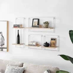 4pc Framed Wall Shelf Set White/Maple - Danya B. -Safavieh Store GUEST 4135dc1d 5301 4859 981b cfdae50e8289