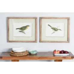 Wood Bird Framed Wall Art With Brown Frame Set Of 2 Brown - Olivia & May