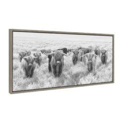 18" X 40" Sylvie Herd Of Highland Cows By The Creative Bunch Studio Framed Canvas Black/White - Kate & Laurel All Things Decor