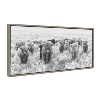 18" X 40" Sylvie Herd Of Highland Cows By The Creative Bunch Studio Framed Canvas Black/White - Kate & Laurel All Things Decor 3 18" X 40" Sylvie Herd Of Highland Cows By The Creative Bunch Studio Framed Canvas Black/White - Kate & Laurel All Things Decor