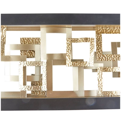 Metal Geometric Square Ribbon Wall Decor With Black Frame Gold - Olivia & May 4 Metal Geometric Square Ribbon Wall Decor With Black Frame Gold - Olivia & May - Image 2